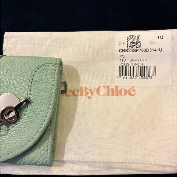 See By Chloé Hana Leather Trifold Wallet, Blowy Blue (mint green) NWT - Picture 8 of 11